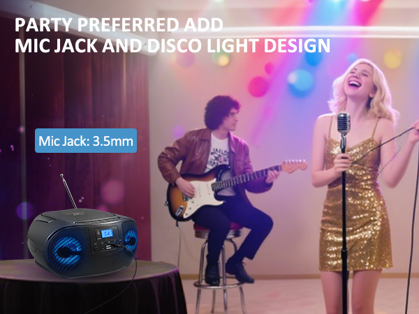 cd player radio with disco light led lamp