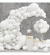 JOYIN 150 Pcs White Balloons, Different Sizes 18 12 10 5 Inch White Latex Balloon Arch Kit with I...