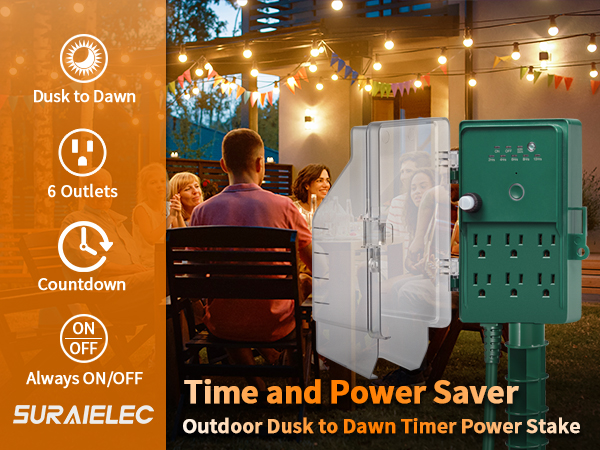 outdoor 6 plug outlet timer waterproof