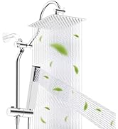 Hibbent All Metal High Pressure 10'' Rainfall Shower Head, Showerhead Combo with 4-mode Handheld ...