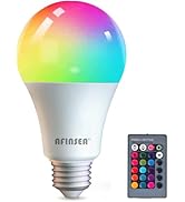 AFINSEA RGB Color Changing Light Bulbs,9W RGB LED Light Bulbs,40W Equivalent A19 E27/E26 Warm Whi...