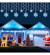 Brightown Snowflake Christmas Lights,20Ft 228 LED Icicle Lights for Outside with 24 Drops,Connect...