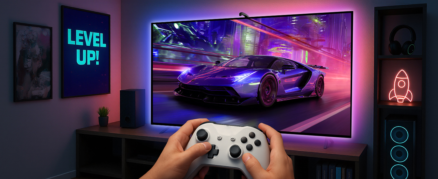 tv led backlight sync to screen behind tv lights that change with tv smart reactive