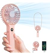 SWEETFULL Handheld Fan, Portable Fan, 5000mAh Rechargeable Battery, 6 Speed Wind, LED Display, Pe...