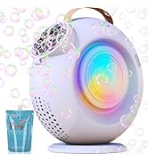 Automatic Bubble Machine for Kids &amp; Toddlers, Rechargeable 15000+ Bubbles Per Minute with 90°/360...