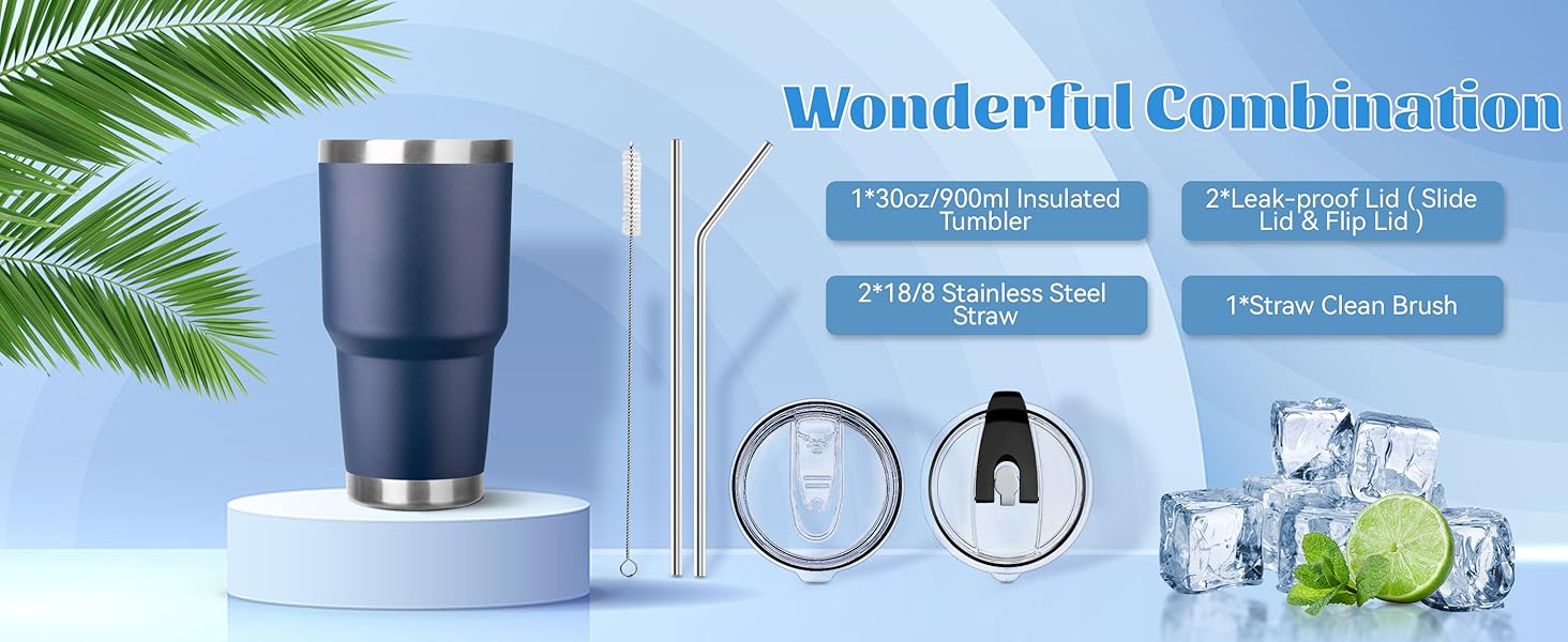 30oz tumbler with lid and straw