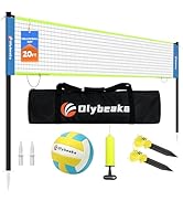 20FT Outdoor Volleyball Net Set System for Backyard Beach with Anti-Sagging Net, Iron Adjustable ...