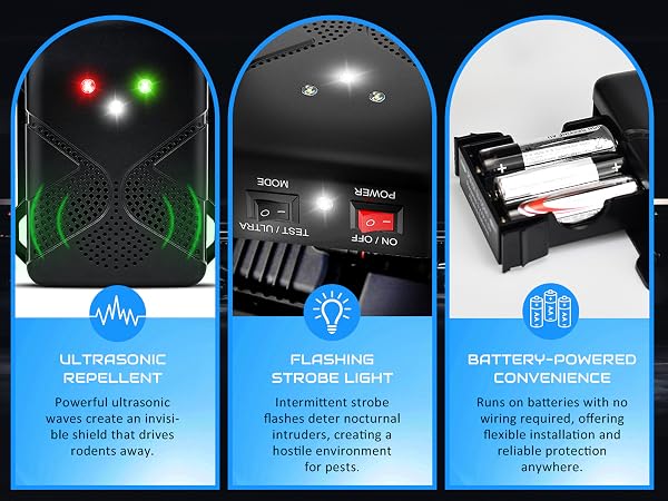 battery operated rodent repellent for car engines