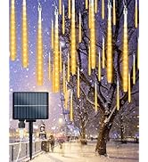 Solar Meteor Shower Icicle Lights 20 Tubes 480 LED Raindrop Lights with Timer Function Falling Ra...