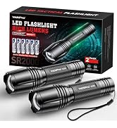 WdtPro LED Flashlight High Lumens SR2000 Pro - 2 Pack Powerful 2000 Lumes Tactical Flashlights wi...