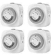 24 Hour Indoor Mechanical Timer with 2 Ground 3 Plug Socket Timer,30 min Daily on/Off Cycle for L...