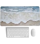 PaJiaNi Blue Ocean Coastal Mouse Pad,Wave Mouse Pad,XL Large Ocean Beachy Desk Mat,Girly Summer C...