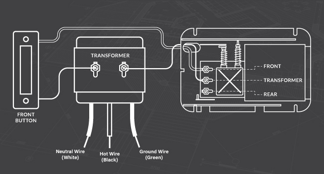 Doorbell Chime Wiring Diagram for 1 switch (front)
