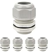LeMotech 5 Pack NPT 1-1/4" Cable Glands Waterproof Adjustable 24-32mm Cable Connectors Black Grey...