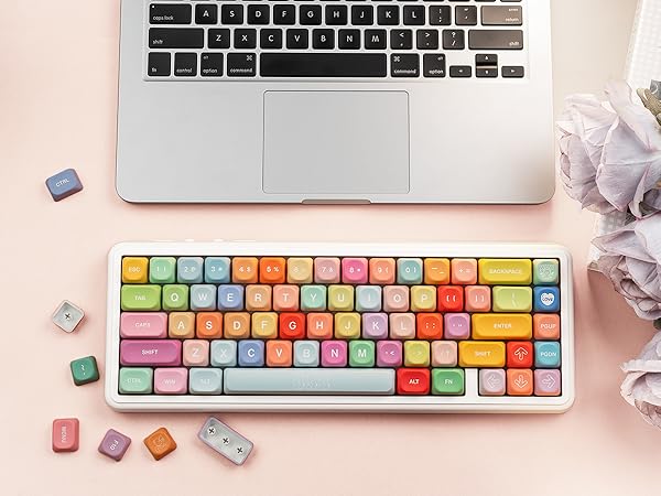 Cute Candy PBT Keycaps, Gunmy Bear MOA Keycaps Dye-Sublimation,Colorful Custom keycaps