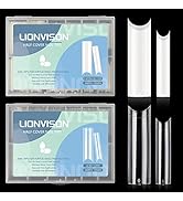 480PCS Extra Long NO C Curve Nail Tips XL, 2 Packs Natural and Clear Nail Tips for Acrylic Nails ...