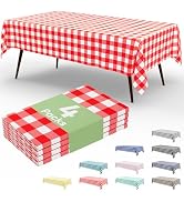misaya 4 Packs Buffalo Disposable Table Cloth, 54 x 108 Inch Waterproof Plastic Tablecloth, Recta...