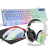 Wired Gaming Keyboard and Mouse Headset Combo,Rainbow LED Backlit Wired Keyboard,Over Ear Headpho...