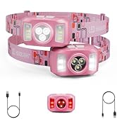 Upgraded Headlamp Rechargeable, Ultra Bright Headlight Flashlight with White Red Light, Motion Se...