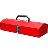 BIG RED TB102 Torin 16" Hip Roof Style Portable Steel Tool Box with Metal Latch Closure, Red