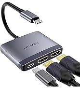 MT-VIKI USB C to Dual HDMI Adapter 4K @60hz + PD Charger, Type C to HDMI Converter for MacBook Pr...