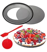 Quyimy Tart Pan 10 Inch Oval Quiche Pan, Carbon Steel Pie Pans with Oil&amp;Dish Brush Non-Stick Tart...