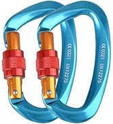 Azarxis Carabiner Clips, 12 25 kN Aluminium D Ring Heavy Duty Lightweight Caribeaners for Hammock...