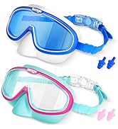 Seago Kids Swim Goggles 2 Pack for 3-12, Anti-Fog Clear View,Toddler Goggles with Nose Cover Swim...