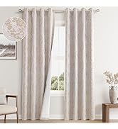 Guken Golden Brown Pattern Curtains for Bedroom 84 Inch Length 2 Panels Set Grommet Damask Floral...