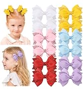 Hair Bows For Girls,Choicbaby 12pcs Toddler Hair Bows 4" Sequin Ribbon Baby Girl Bows With Alliga...