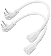 [2 Pack] Flat Plug Short Power Extension Cord - 8inch Low Profile Flat Plug 3 Prong Grounded Indo...