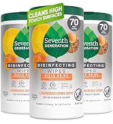 Seventh Generation Disinfecting Wipes, Lemongrass Citrus, 70 Count, 3 Pack, Botanical Multi-Surfa...