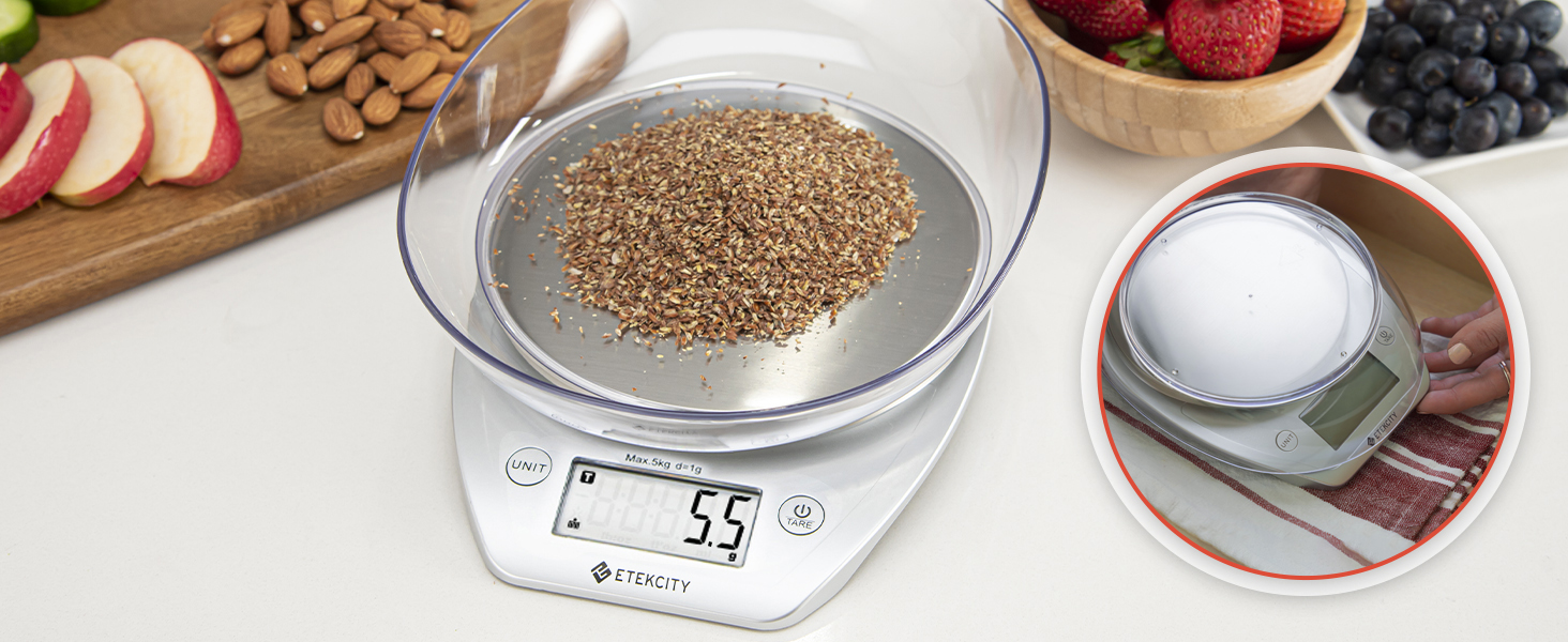 Flip down the bowl to store scale better