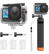 TELESIN Waterproof Case Combo for Action 6 Underwater Housing Shell Cage + Floating Stick 60M/196...
