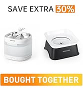 PAWGETHER Automatic Pet Water Fountian 2L Wireless Pump Stainless Steel Top Water Tray &amp; No Spil...