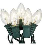 Goothy C7 Christmas Lights 25Ft C7 Clear Outdoor Lighting Incandescent String Lights with 25 Warm...