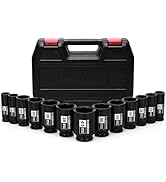 CASOMAN 1/2” Drive Deep Big Impact Socket Set, 13-Piece Large Spindle Axle Nut Impact Wrench Sock...