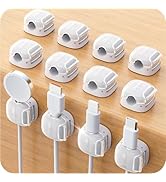 Cable Clips,12Pack Cord Holder Cord Organizer [1s Lock &amp; Strongest Adhesive] Spring Cord Clips Ph...
