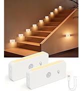 Yiliaw Motion Sensor Night Lights Indoor - Rechargeable Stick-On Stair Lights with Wireless Magne...