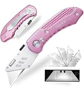 Box Cutter, Folding Utility Knife with Aluminum Handle, Heavy Duty Knife, Back-lock Mechanism, St...