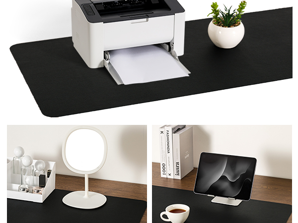 Series of images showing white printer or device on black surface, with paper being inserted or handled.