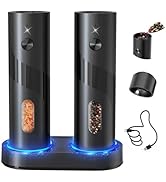 CIRCLE JOY Electric Rechargeable Salt and Pepper Grinder Set Top-Refill Automatic Pepper Mill Gri...