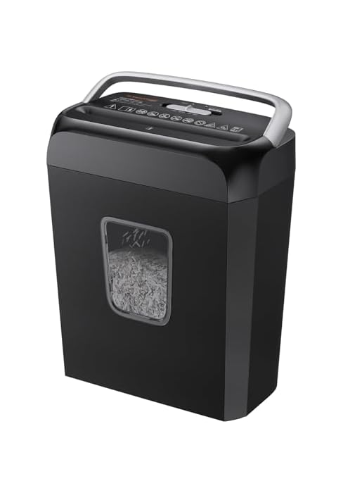 Bonsaii Paper Shredder for Home Use, 3.4 Gal Wastebasket, 6 Sheet Crosscut Paper Credit Cards, St...
