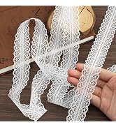 LYXMYGS Lace Trim Ribbon, 25-Yard White Lace Ribbon, 1.18Inch Width White Laces Trims Delicate Fl...