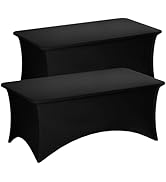 Fixwal Black Table Cloth 2 Pack 6FT for Rectangular Table Spandex Fitted Table Covers Washable St...