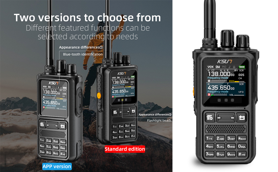 GMRS handheld radio dual band VHF UHF ham radio support AM FM NOAA reception LED flashlight