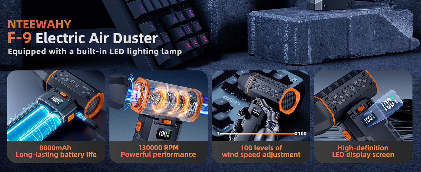 Electric Compressed Air Duster Mini Dust Blower for Computer, Keyboard, Home, Car Cleaning