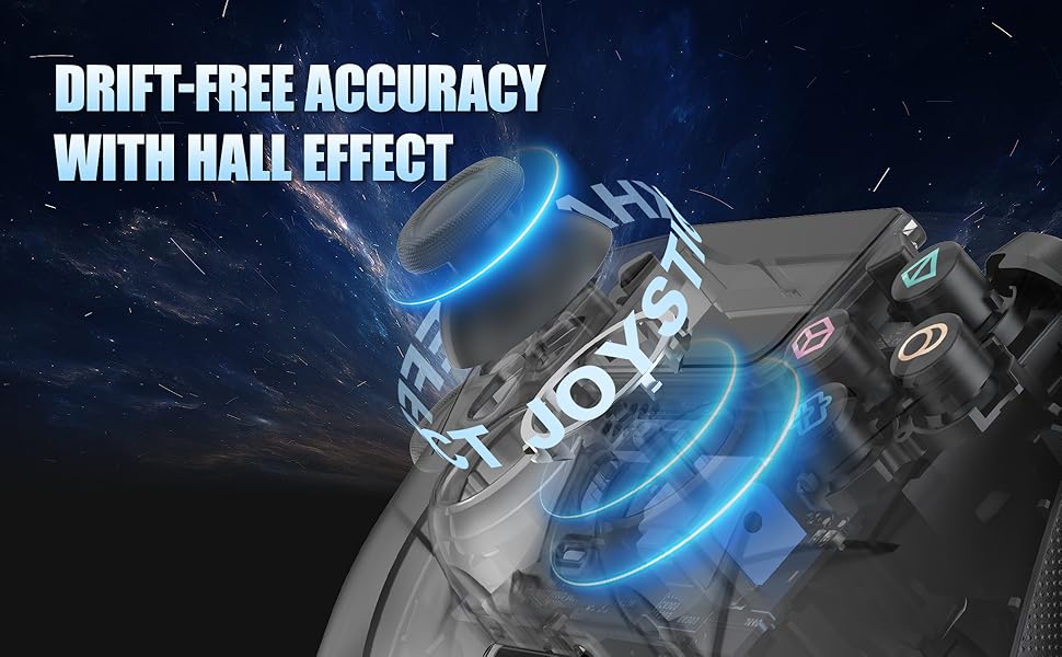 LED Wireless Controller for PS5 with Hall Effect Joystick and Trigger