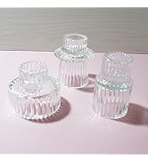 Ni-JASW Clear Ribbed Glass Taper Candle Holders, Candlestick Tea Votive Candle Holders for Table ...