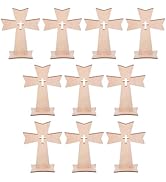 Wooden Crosses for Crafts - 10Pcs DIY Blanks Wooden Cross Baptism with Bases for Wall Decor Weddi...
